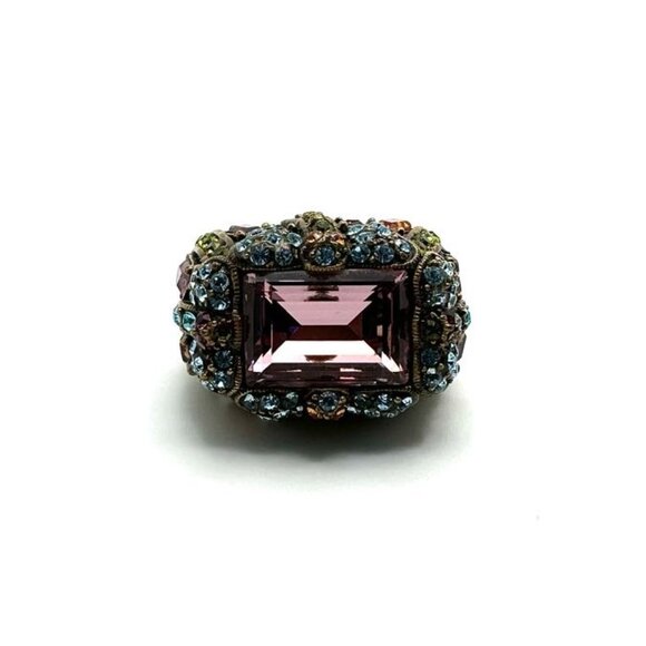 Heidi Daus "Damselfly" Multi-Crystal Dragonfly Cocktail Band Ring Size 5 - Picture 2 of 4